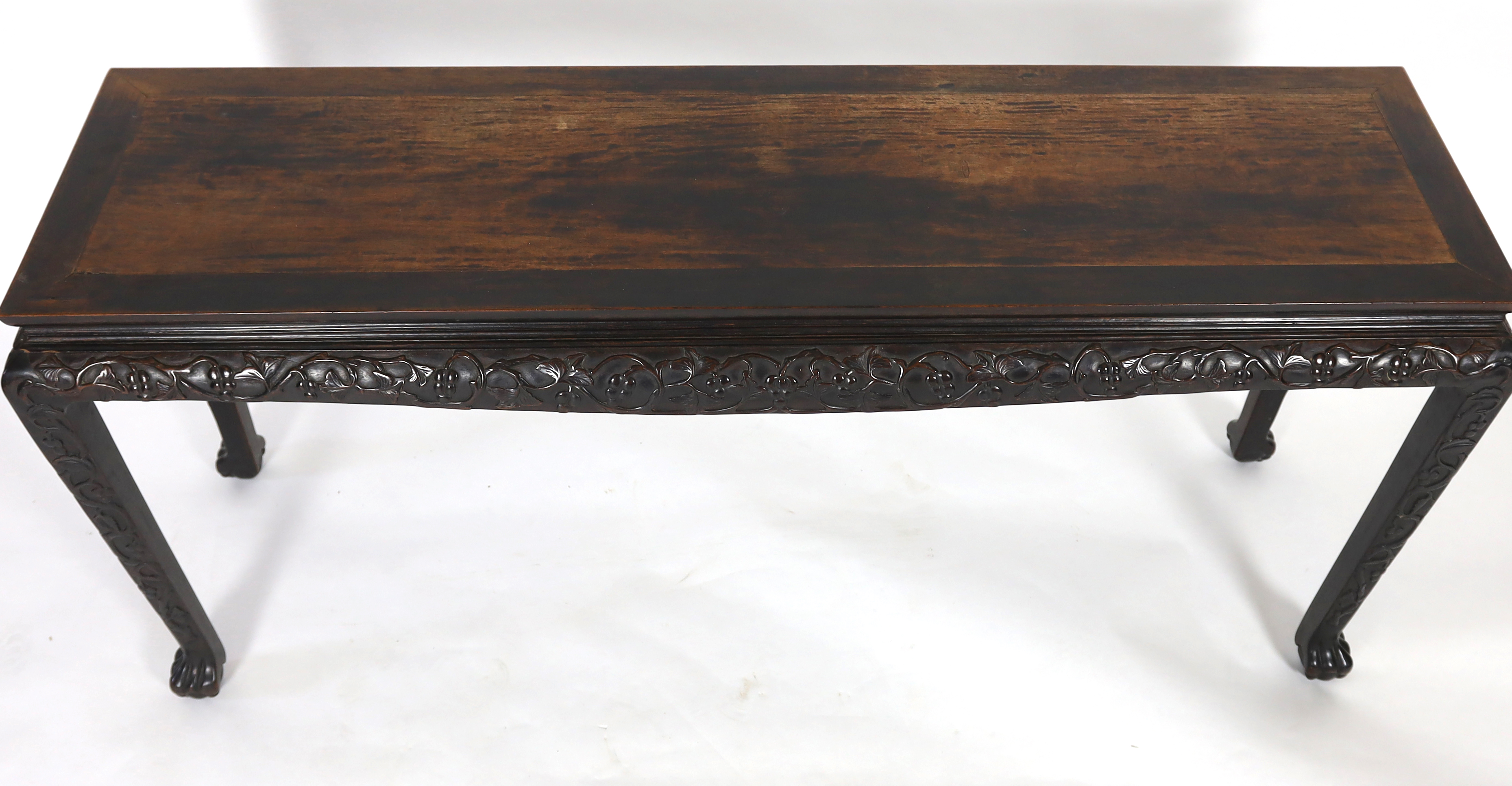 A 19th century Chinese hongmu altar table 176cm wide, 50cm deep, 83cm high